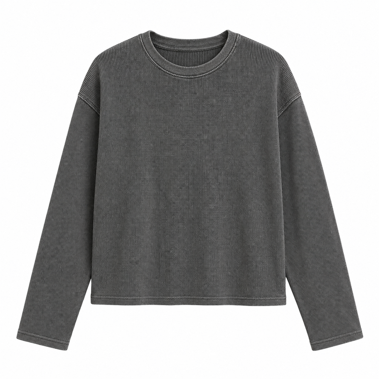 Acidwash Waffle Knit Oversized Full Sleeve