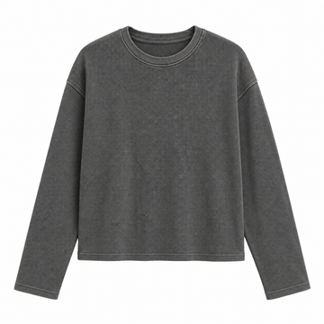 Acidwash Waffle Knit Oversized Full Sleeve