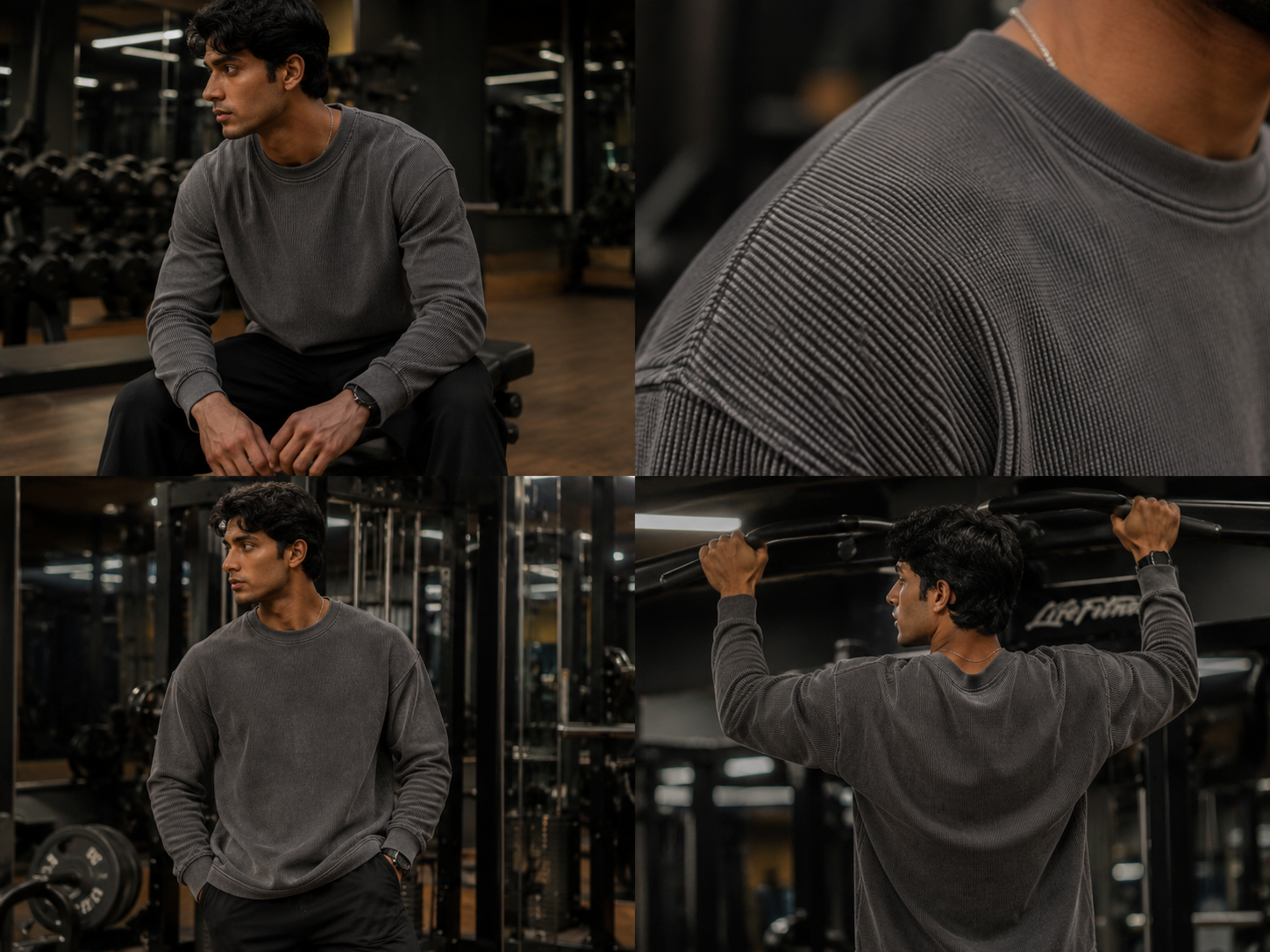 Acidwash Waffle Knit Oversized Full Sleeve