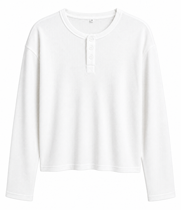 White Henly Waffle Knit