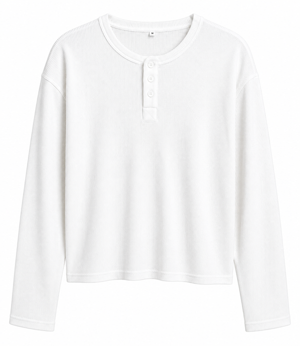 White Henly Waffle Knit