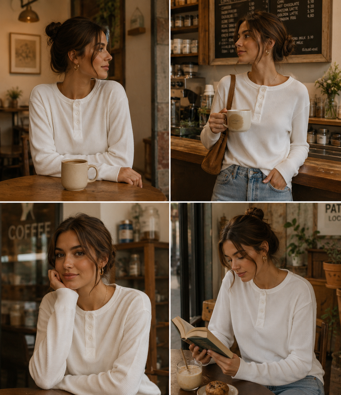 White Henly Waffle Knit