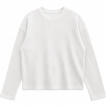 White Waffle Knit Oversized Full Sleeve