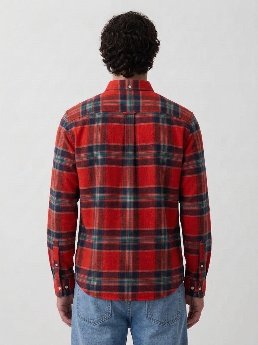 Men's Red & Black Tartan Flannel Cotton Shirt