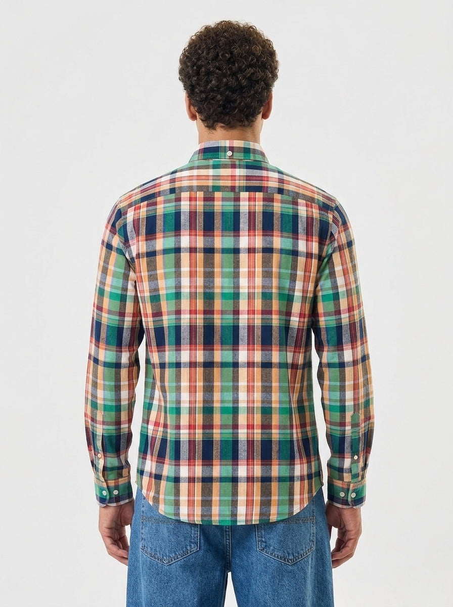 Men's Multi-Color Madras Flannel Check Cotton Shirt
