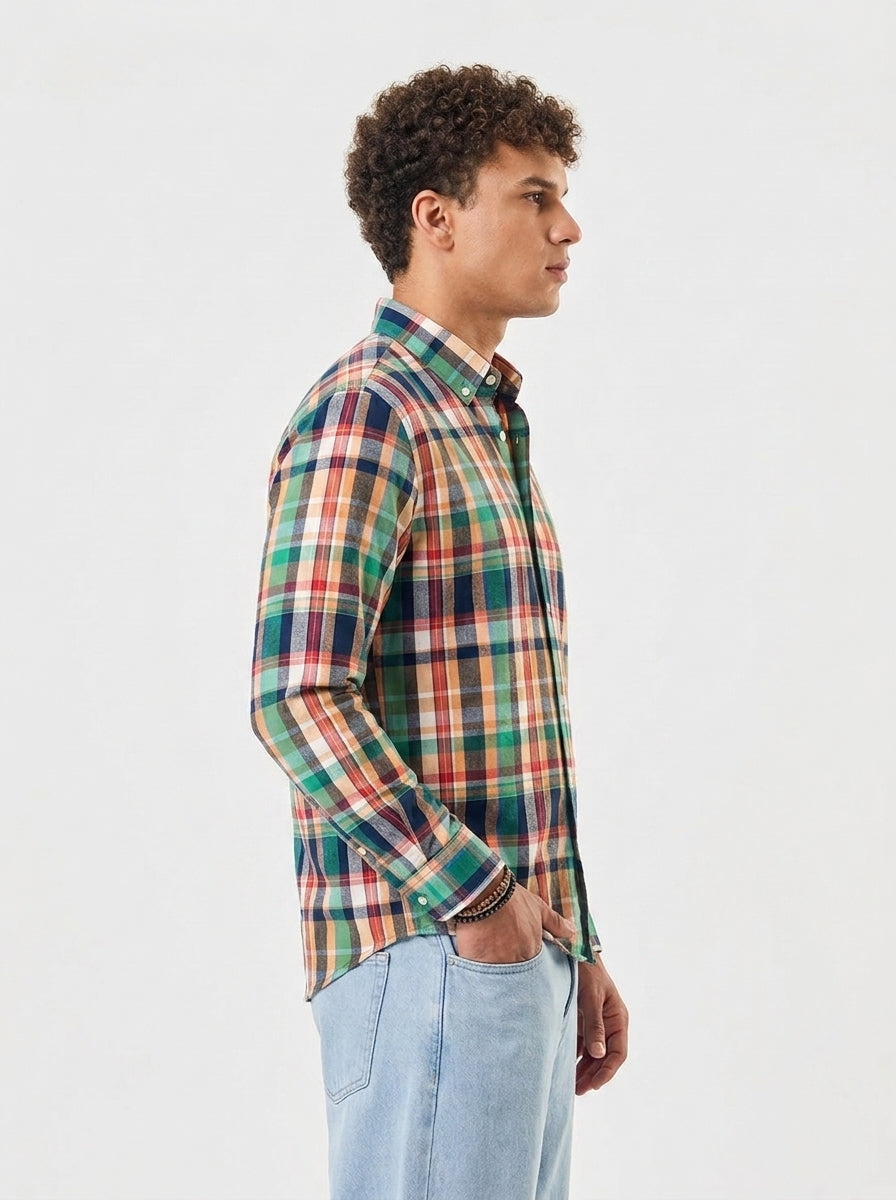 Men's Multi-Color Madras Flannel Check Cotton Shirt