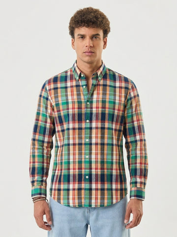 Men's Multi-Color Madras Flannel Check Cotton Shirt
