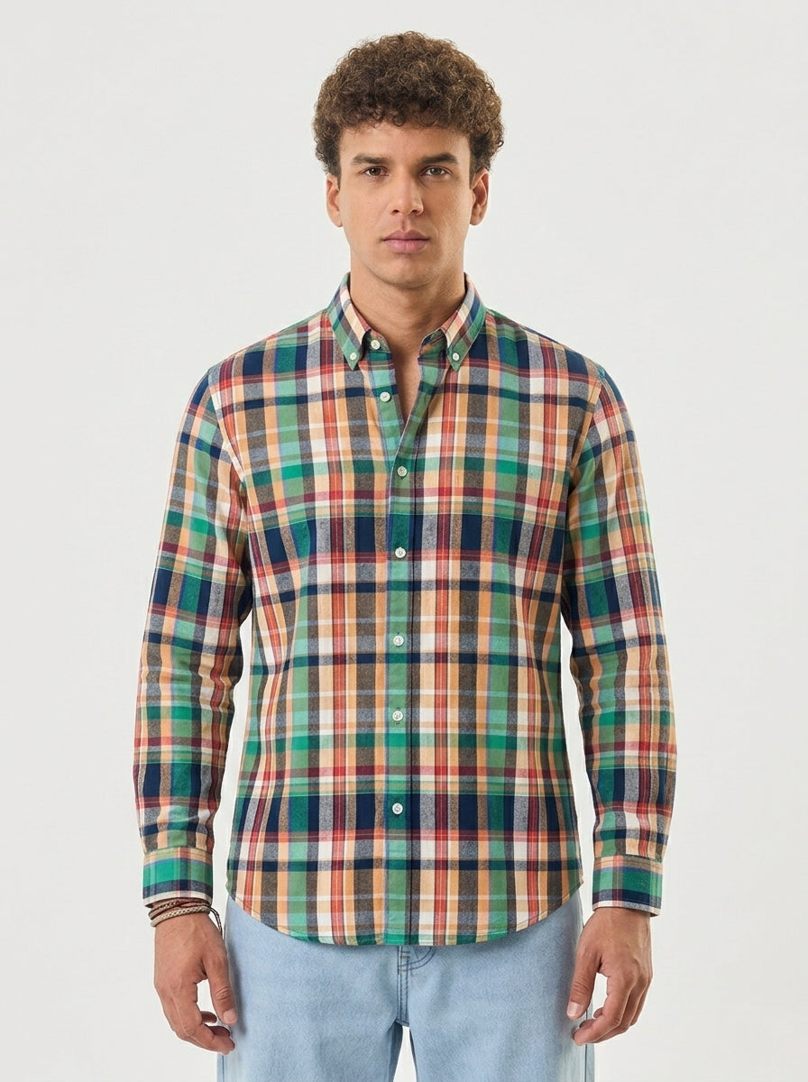 Men's Multi-Color Madras Flannel Check Cotton Shirt