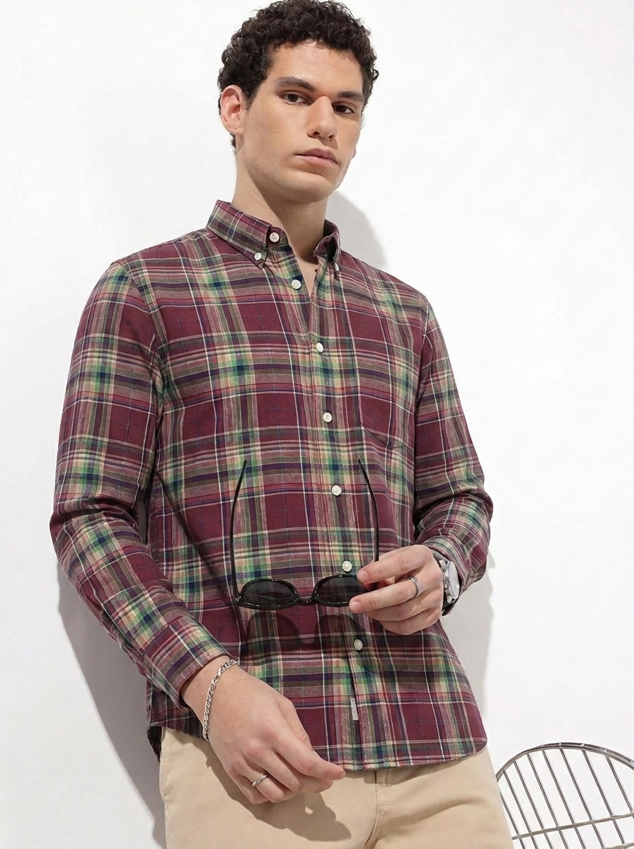 Men's Burgundy Flannel Check