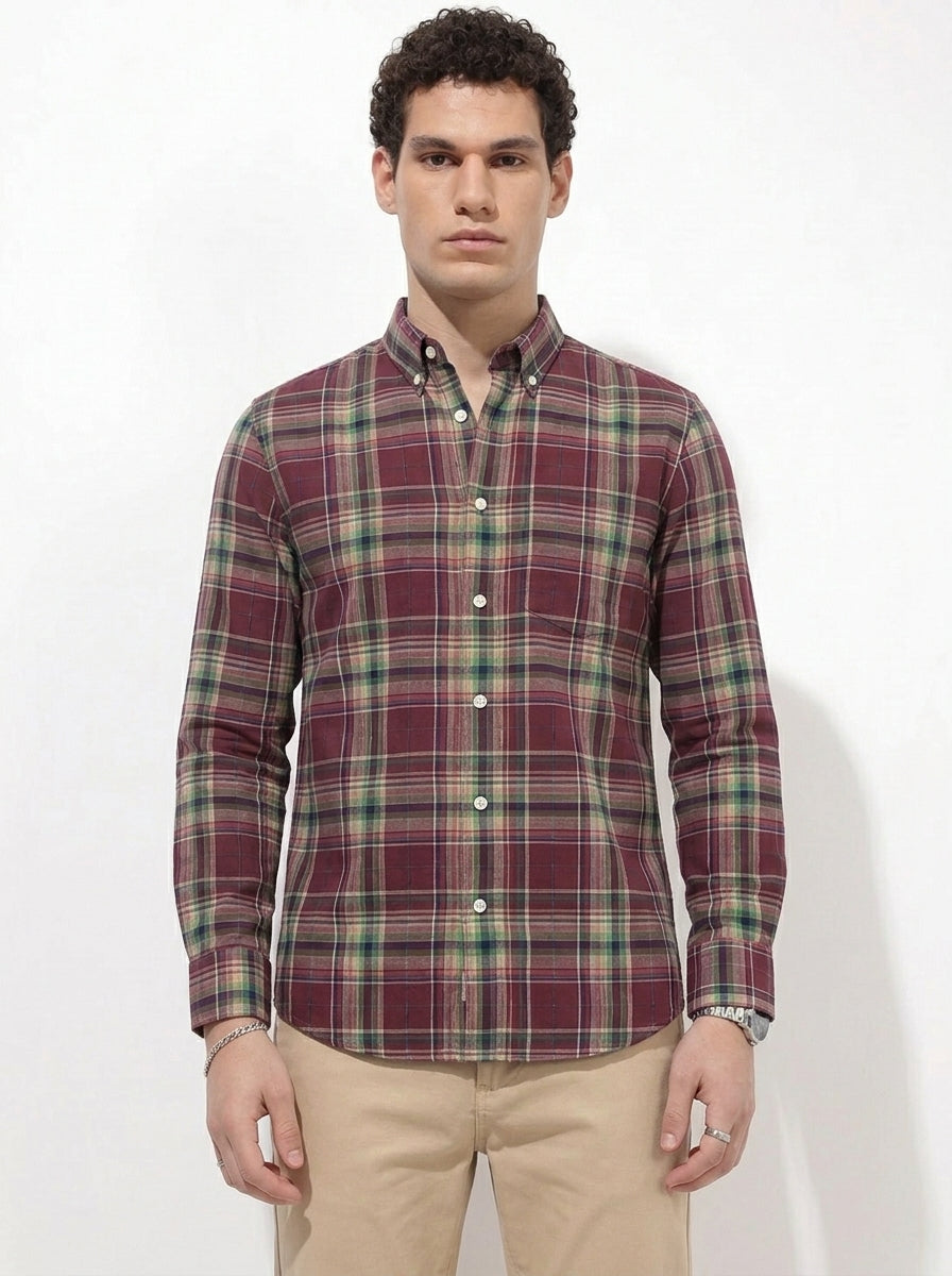 Men's Burgundy Flannel Check