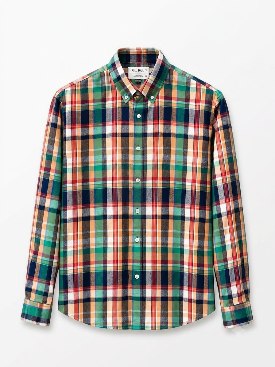 Men's Multi-Color Madras Flannel Check Cotton Shirt
